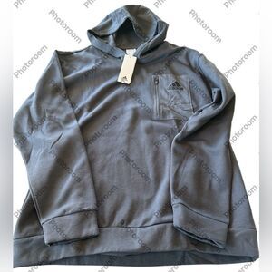 adidas Men’s Regular Fit Kangaroo Pockets Hoodie, Grey, Size XL,NWT